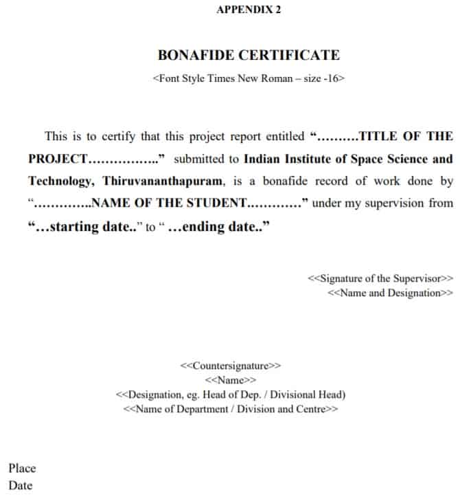 bonafide certificate