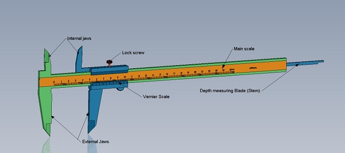 vernier caliper how to use ,parts , least count